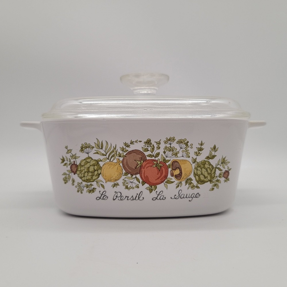 Vintage Corning Ware Spice of Life Le Persil La Sauge A-1 1/2 Qt Casserole w/Lid